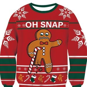 Unisex Oh Snap Red Gingerbread Crewneck Sweater Knitted Ugly Christmas Sweater